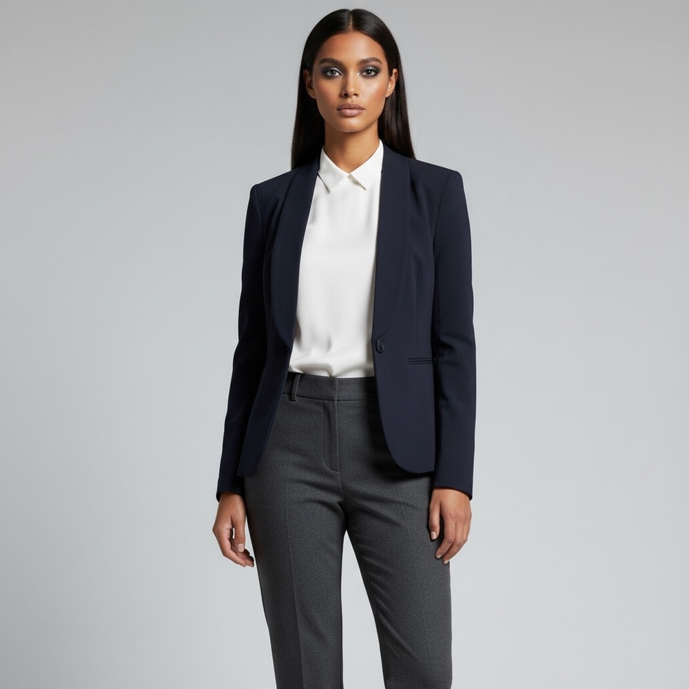 ModCloth Black Stretch Knit Shawl Collar Blazer business casual office jacket